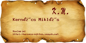 Kernács Miklós névjegykártya